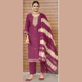 Designer Vertican Suit Set with Embroidery, Lining & Zari Sequence Dupatta